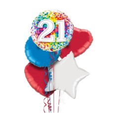 Happy 21st Birthday Rainbow Confetti Balloon Bouquet